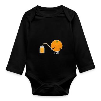 Orange Orangensaft Veganer Geschenkidee - Baby Bio-Langarm-Body - Schwarz - Vorne