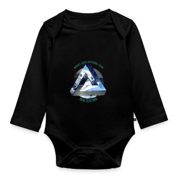 Mount Cook Neuseeland Wanderlust Geschenkidee - Baby Bio-Langarm-Body - Schwarz - Vorne