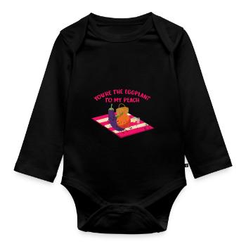 Aubergine - Baby Bio-Langarm-Body - Schwarz - Vorne