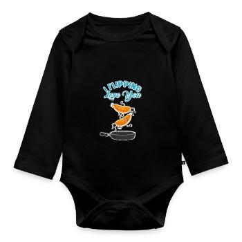 Pan Cake Pfannenkuchen Liebe Paar Geschenk - Baby Bio-Langarm-Body - Schwarz - Vorne