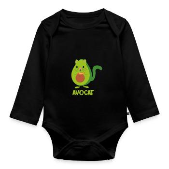 Avocado Katze Kätzchen Fisch gesund Geschenkidee - Baby Bio-Langarm-Body - Schwarz - Vorne
