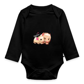 Cadeau pour animal domestique rongeur chinchilla amérique du sud - Body Bébé bio manches longues - noir - Devant