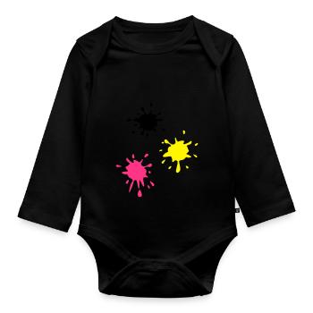 Kunst, Fleck, Paintball - Baby Bio-Langarm-Body - Schwarz - Vorne