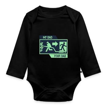 Firefighter Papa Child Pride Gift Idea - Organic Longsleeve Baby Bodysuit - black - Front