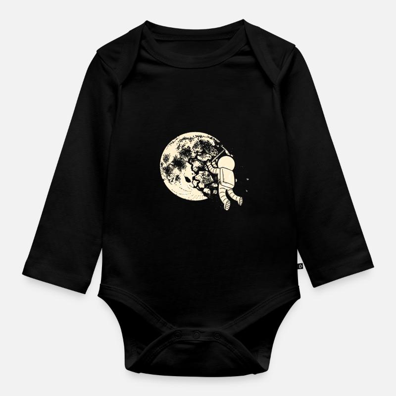 Moon Moon Landing astronaute minière - Body Bébé bio manches longues - noir