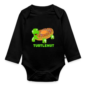 Turtlenut donut turtle Sweet sugar glaze - Organic Longsleeve Baby Bodysuit - black - Front