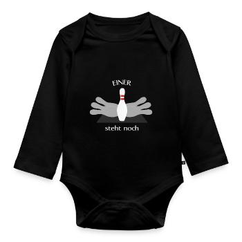 Bowling / Kegel Pin 'Einer steht noch' - Baby Bio-Langarm-Body - Schwarz - Vorne