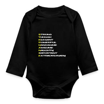 STÉPHANIE Prénom d’adjectifs forment un personnage - Body Bébé bio manches longues - noir - Devant