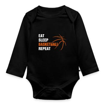 Cadeau pour les fans de basket- femmes et hommes mangent sommeil bas - Body Bébé bio manches longues - noir - Devant