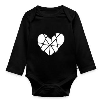 Herz Gebrochen Scherben Splitter Anti Valentinstag - Baby Bio-Langarm-Body - Schwarz - Vorne