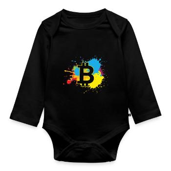 Bitcoin WatercolorBTC Crypto Moon - Organic Longsleeve Baby Bodysuit - black - Front