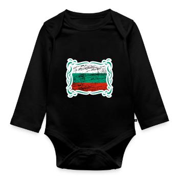 Drapeau de la Bulgarie - Body Bébé bio manches longues - noir - Devant