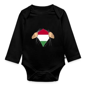 Hongrie Drapeau De l’Union européenne Cadeau - Body Bébé bio manches longues - noir - Devant