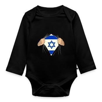 Israel - Baby Bio-Langarm-Body - Schwarz - Vorne