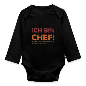 Ich bin der Chef - Baby Bio-Langarm-Body - Schwarz - Vorne
