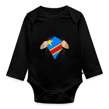 Congo - Organic Longsleeve Baby Bodysuit - black - Front