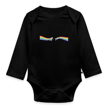 Pride astronaute Arc-en-ciel LGBT CSD Gay Cadeau - Body Bébé bio manches longues - noir - Devant