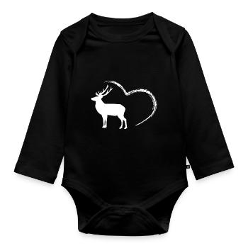 Hirsch - Deer - Protection de la nature - Protection des animaux - Coeur - Body Bébé bio manches longues - noir - Devant