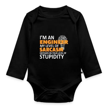 Engineer saying - Organic Longsleeve Baby Bodysuit - black - Front