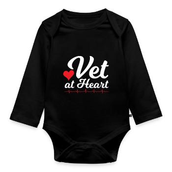 Veterinarian in the heart - Organic Longsleeve Baby Bodysuit - black - Front