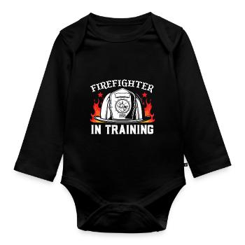 Feuerwehrmann In Ausbildung - Baby Bio-Langarm-Body - Schwarz - Vorne