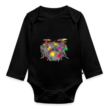Batteries en couleurs pour batteurs et batteurs - Body Bébé bio manches longues - noir - Devant
