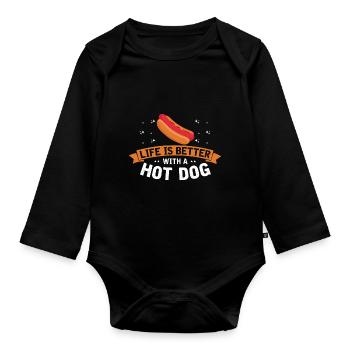 Hotdog Liebe Hot Dog Kartoffel Wurst - Baby Bio-Langarm-Body - Schwarz - Vorne