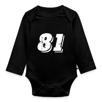 81 Zahl Symbol - Baby Bio-Langarm-Body - Schwarz - Vorne