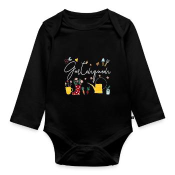Garten Mama Kleingarten Anfänger Kleingärtnerin - Baby Bio-Langarm-Body - Schwarz - Vorne