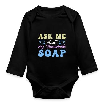 Soap Making Handmade soap - Organic Longsleeve Baby Bodysuit - black - Front