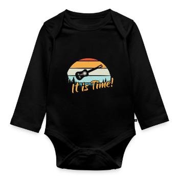 It is Time / Guitar - Organic Longsleeve Baby Bodysuit - black - Front