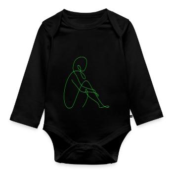 Line Art weibliche Silhouette Weibliche Gesichter Gesicht - Baby Bio-Langarm-Body - Schwarz - Vorne