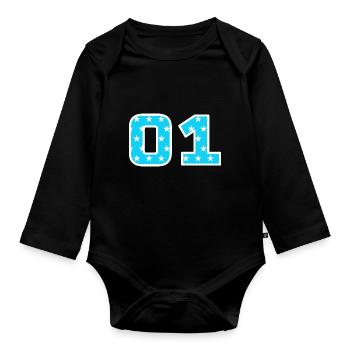 01 - Team - Team Sports - Organic Longsleeve Baby Bodysuit - black - Front