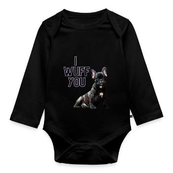 i wUFF yOU - Baby Bio-Langarm-Body - Schwarz - Vorne