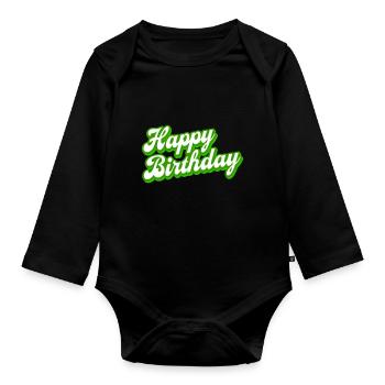 Gratulieren - Geburtstagsgeschenk - Geschenkidee - Baby Bio-Langarm-Body - Schwarz - Vorne