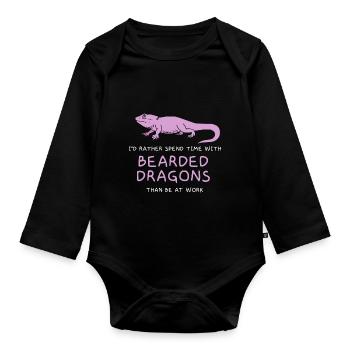 I’d rather spend time with Bearded Dragons - Baby Bio-Langarm-Body - Schwarz - Vorne