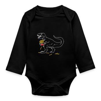 Pommes Frites Pommes Liebhaber Fast Food Pommes Ge - Baby Bio-Langarm-Body - Schwarz - Vorne