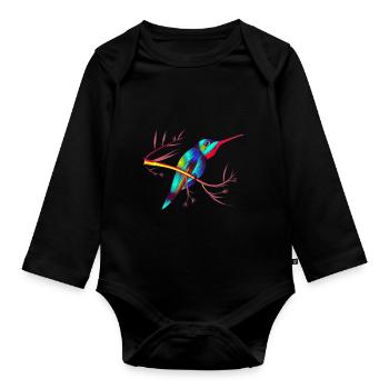 colorful kohlibrie (bird lover) - Organic Longsleeve Baby Bodysuit - black - Front