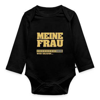 Ladebalken meine Frau heirat wird geladen - Baby Bio-Langarm-Body - Schwarz - Vorne
