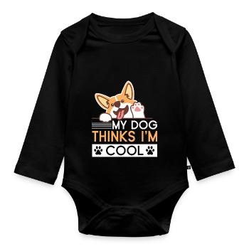 Dog 1 - Baby Bio-Langarm-Body - Schwarz - Vorne