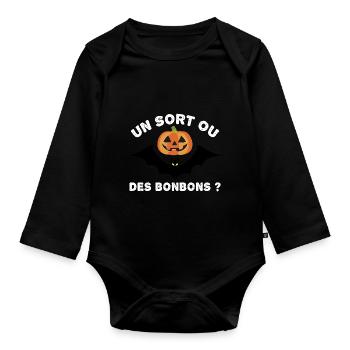 Happy Halloween - jour de Halloween - Body Bébé bio manches longues - noir - Devant