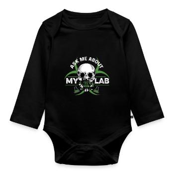 Über mein Labor Labortechniker Gift - Baby Bio-Langarm-Body - Schwarz - Vorne