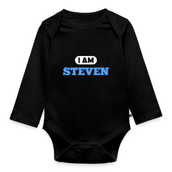 Steven Name Spruch für stolze Stevens - Baby Bio-Langarm-Body - Schwarz - Vorne