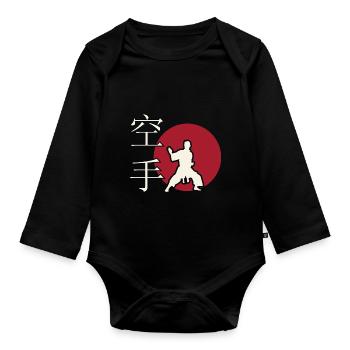 karate. martial arts. Gift idea. Japan. - Organic Longsleeve Baby Bodysuit - black - Front
