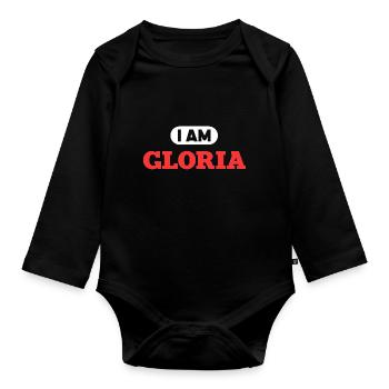 Gloria Name Spruch für stolze Glorias - Baby Bio-Langarm-Body - Schwarz - Vorne
