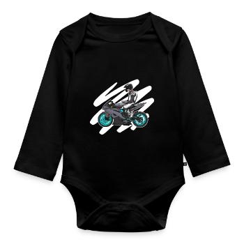 Supermoto / Supermotard / Supermoto Wheelie Biker - Organic Longsleeve Baby Bodysuit - black - Front