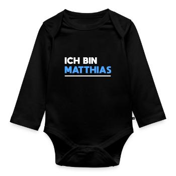 Matthias Name Spruch für stolze Matthias - Baby Bio-Langarm-Body - Schwarz - Vorne