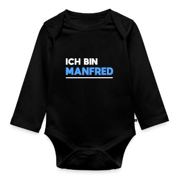 Manfred Name Spruch für stolze Manfreds - Baby Bio-Langarm-Body - Schwarz - Vorne
