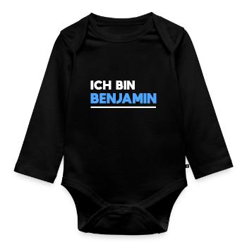 Benjamin Name Spruch für stolze Benjamins - Baby Bio-Langarm-Body - Schwarz - Vorne