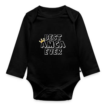 Best Amca Ever - Baby Bio-Langarm-Body - Schwarz - Vorne